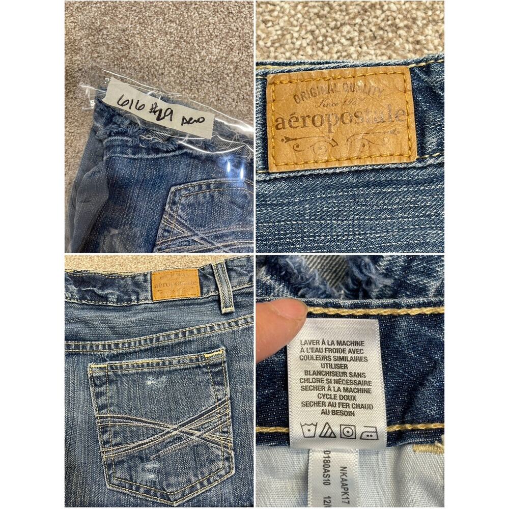 Aeropostale Low Rise Micro Mini Denim Skirt 7/8 Y2K 2000s Raw Hem Indie sleaze - Picture 13 of 13